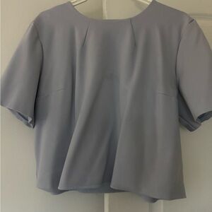 Express Gray Boxy Short Sleeve Blouse